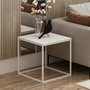 Hanah Home Mesa Auxiliar Basak White, Tablero Partículas Melamina 18mm, Estructura Metálica, Blanco, 52x50x50 cm